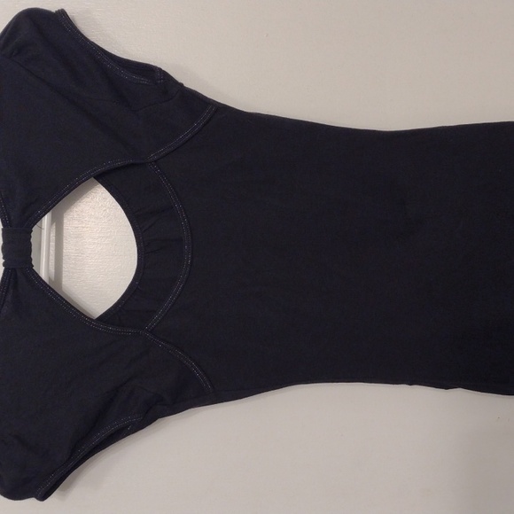 Express Vintage Black Sexy Basic T-shirt Cap Sleeve Keyhole Back XS - Picture 8 of 15